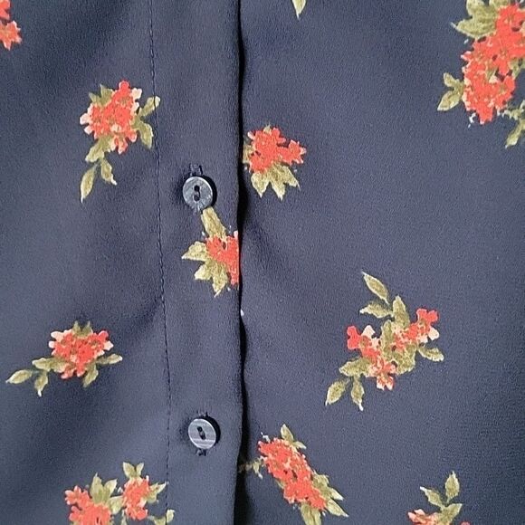 NWT Zara XS Navy Sheer Retro Coquette Neck Tie BOW Ruffle Cottagecore Blouse - Picture 5 of 13